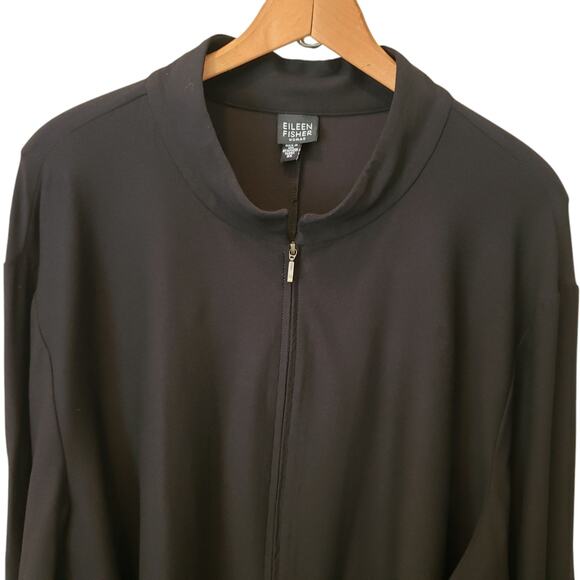 Eileen Fisher Womens Black Full Zip Stretch Jacket Size 3X Pockets Classic - Picture 2 of 11